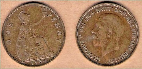 1934 penny - 1934, gb