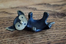 Vintage Walter Bosse Style Cat Sculpture MCM Painted Bronze/Brass