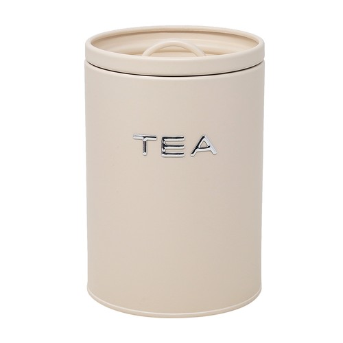 Tea canister cream - metal, with