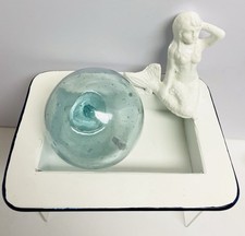 Mermaid Cast Iron White Enameled Soap Dish, Nautical, Beach. Soap Dish Only