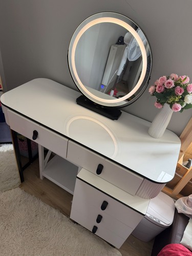 White dressing table with led - white,