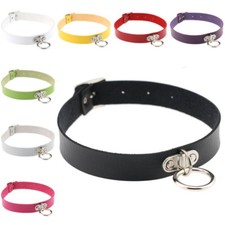 Womens Choker Collar Necklace Ring Leather Pendant Gothic Punk Bracelet Girls UK