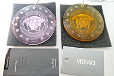 BEAUTIFUL  2 ROSENTHAL VERSACE MEDUSA HEAD GLASS DISC HANGING DREAMCATCHERS 3.5"