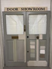 Large Reclaimed French Single Panel Glass Wooden Double Doors 2130 x 1715mm