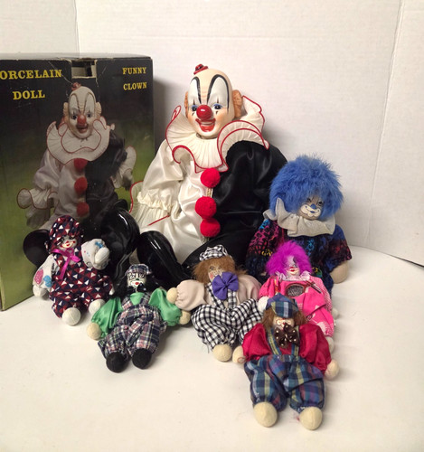 Porcelain clown doll - porcelain,