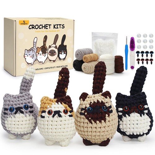 4pcs cat crochet kit - cat, for