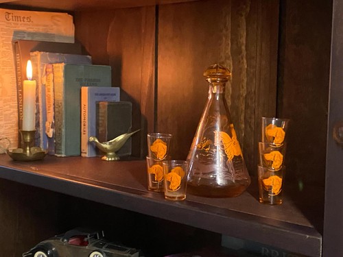 Vintage amber glass decanter