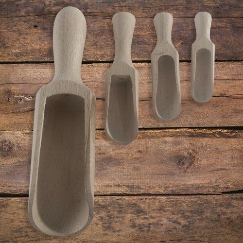 10x wooden scoops 4 - 4, sizes