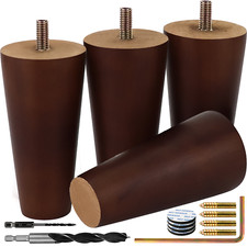 Furniture Legs Set of 4, Premium Brown Wood Replacement, Many Sizes Available
