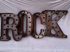Vintage Light up Metal ROCK Letters Wall Mounted