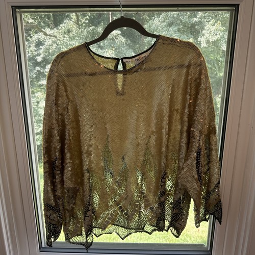 Oleg cassini top gold - top,