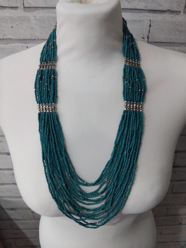 Teal blue seed bead multi