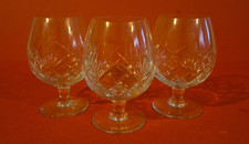 Set of 3 Vintage Crystal Cut Glass Brandy / Cognac Snifters Footed Glasses