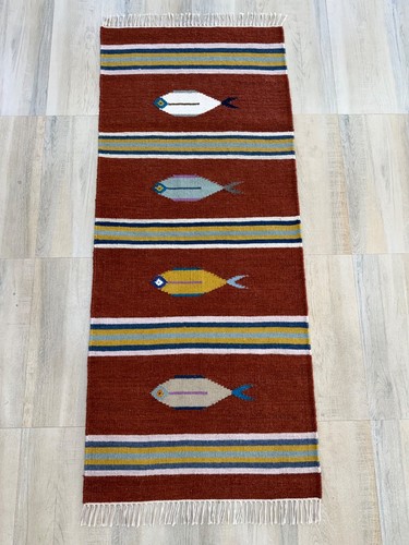 Hand woven wool - wool, runner