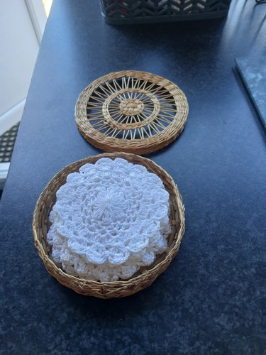 Vintage crochet coasters - vintage,