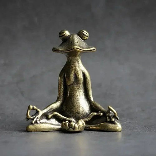 Solid copper zen frog - zen,