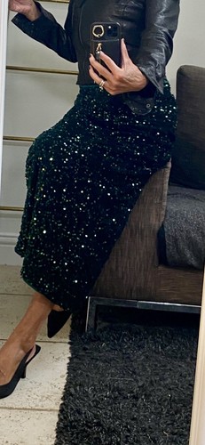 Emerald green sequin midi maxi - green,