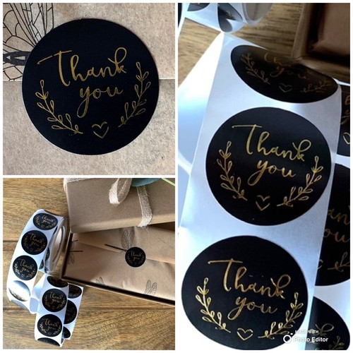 Thank you stickers black - thank,