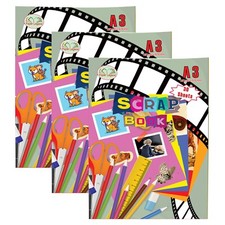 A3 Large Scrapbook Photos Album Colourful Paper Scrapbooking Supplies (Set of 3)