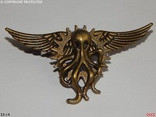 steampunk goth brooch badge bronze cog gear flying wings kraken octopus pirate