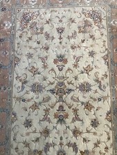 wool &silk signed rug  vintage hand knotted Tabris