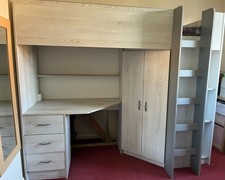 Calder High sleeper single bed with desk and wardrobe - good condition