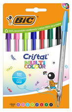 BIC Cristal Multicolour Ballpoint Pens - Pack of 8  Bold 1.6mm Tip