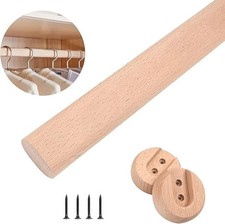Wardrobe Rod Heavy Duty Closet Rod Natural Beech Wood 120 cm for Auction