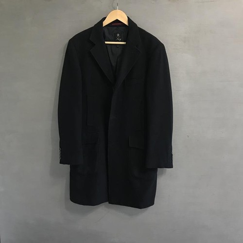Men fay coat black wool - black,