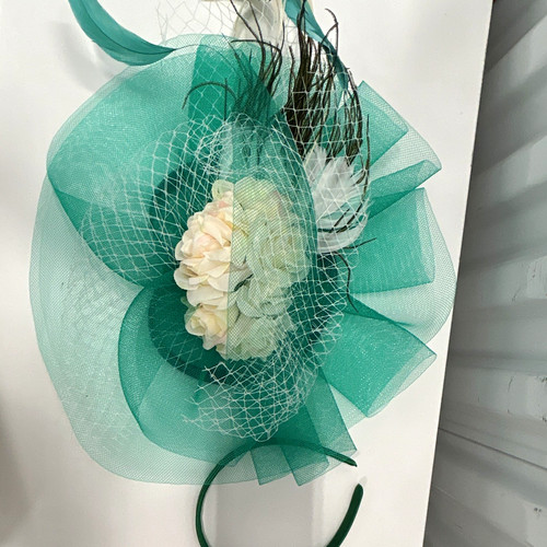 Green mesh feather flower - feather,