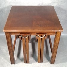Vintage Solid Wood Nest of Tables Regency Style 2 Pull Out Round Tables Polished