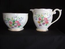 Queen Anne Bone China “ Old Country Spray “ Milk Cream Jug & Sugar Bowl