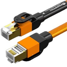 CAT7 Ethernet Cable 5M Flat RJ45 10Gbps 600MHz LAN Cord Shielded Flat Orange NEW
