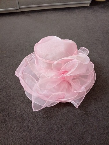 Pink organza wide brim - organza, wide-brim