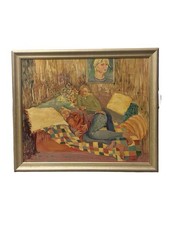 Large Vintage Oil Painting Of