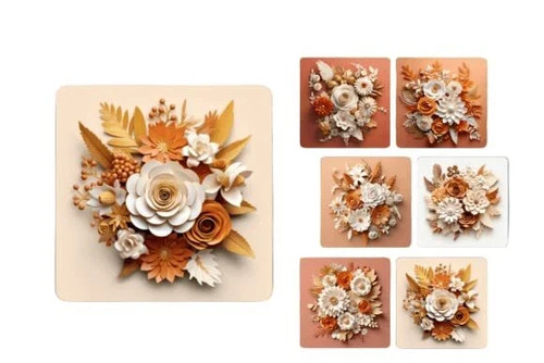 Set square paper flowers - set, of