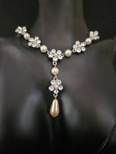 Silver tone floral y drop - silver,