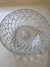 Large Heavy Cut Glass Fruit Bowl - 21cm X 9.5cm With No Chips