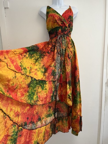 Silk dress long - dress, tie