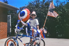 Boy w/ Super-Patriotic Raleigh Rodeo Bicycle w/Shifter: 1970's 35mm Slide