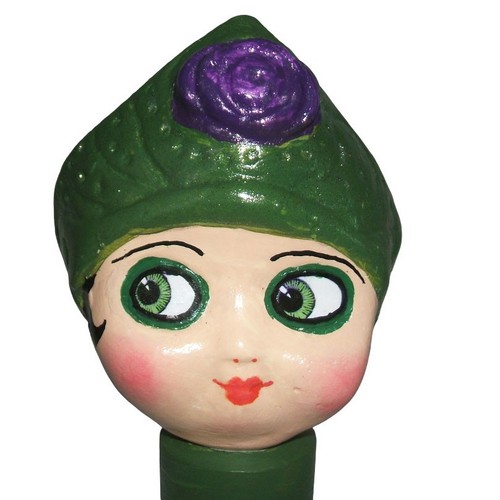 Chalkware flapper head green - chalkware,