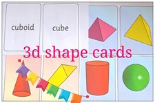  3D Shapes - Laminated -Flash Cards - EYFS KS1 KS2 Maths 