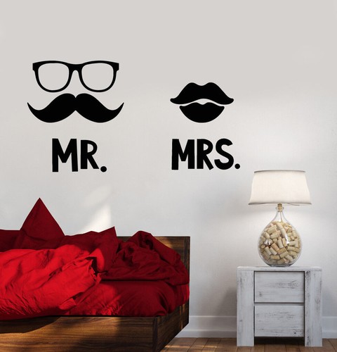 Vinyl wall decal lips mustache - wall,