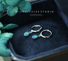 Marquise Cut Opal Huggie Hoop