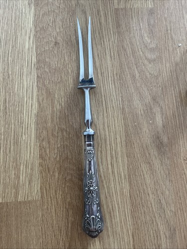 Silver handled carving fork - handled,