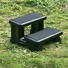 Hot Tub Steps Curved for Round Jacuzzi Tub Non-Slip Lay Z Spa / Lazy Spa, Black 