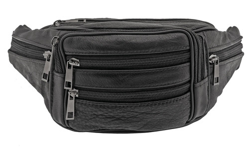 Leather bum bag black - leather,