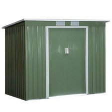 Outsunny 7X4ft Lean To Garden Shed W/ Foundation Kit, Double Door and Vents,