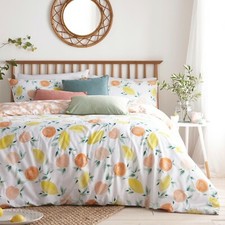 Single Pommie Pastel Fruit Lemon Reversible Duvet Cover Set By Furn. Polycotton