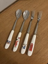 Set Of 4 Pastry Dessert Teaspoons / Forks Cath Kidston London British Cutlery
